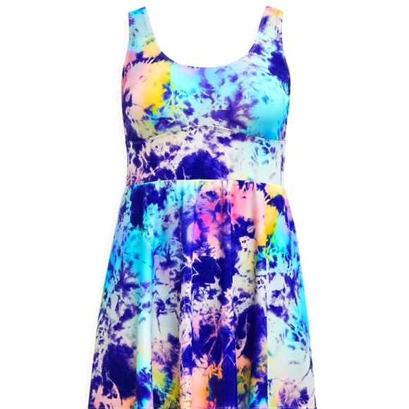 NWT TORRID TIE-DYE MULTICOLOR WIRELESS LONG SWIM DRESS WITH BRIEF - Large / 12 - Picture 4 of 9